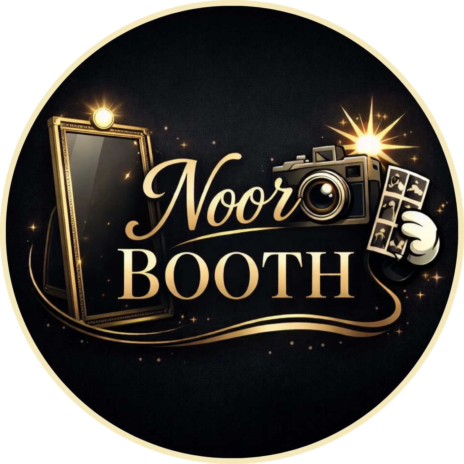 Logo rond contour Noor Booth location photobooth Maroc
