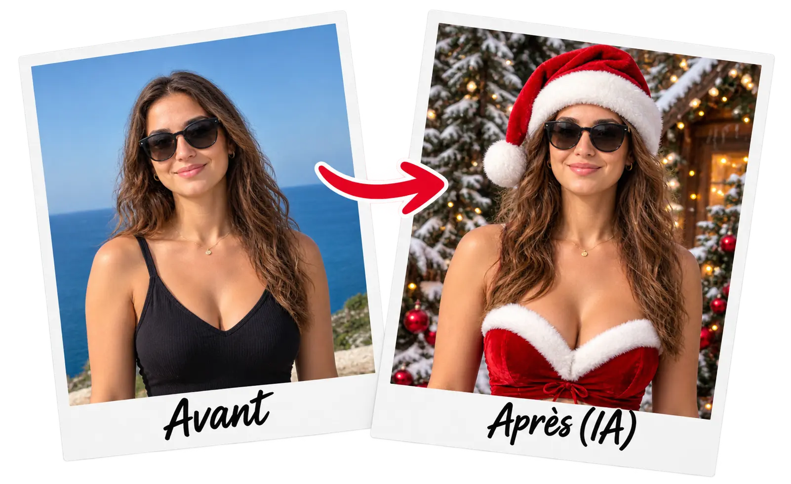 Exemple avant/après de transformation photo par IA